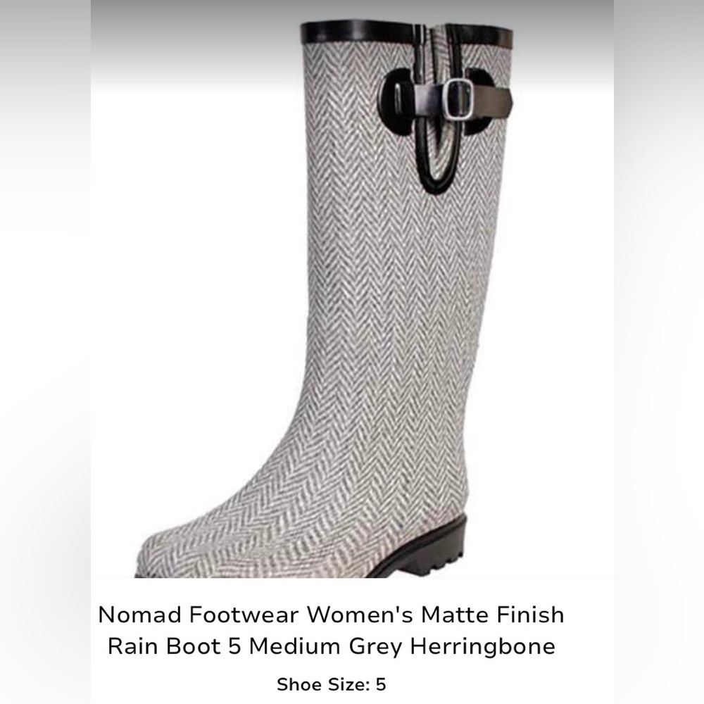 Nomad Grey Herringbone Rain Boots